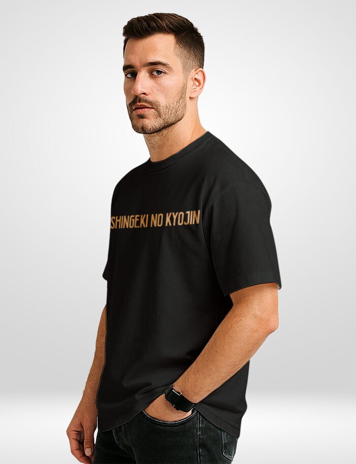 Attack on Titan Oversized T Shirt with Shingeki no Kyojin Text – Front side